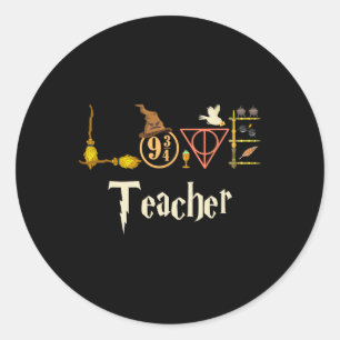 Love Teacher Wizards Ck To School Halloween Classic Round Sticker