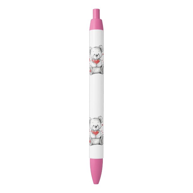 love teddy bear pencil black ink pen (Front Vertical)
