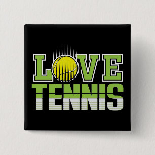 Love Tennis   15 Cm Square Badge