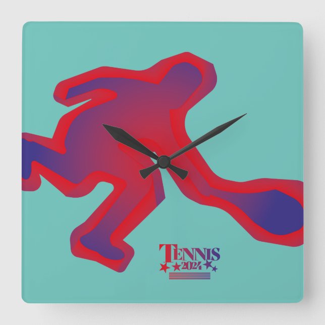 LOVE TENNIS BY MASANSER PIXELAT SQUARE WALL CLOCK (Front)
