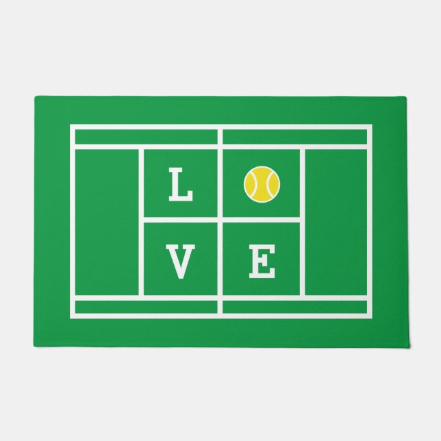 Love tennis court welcome doormat for new home (Front)