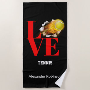 Love Tennis Personalised Sports   Beach Towel