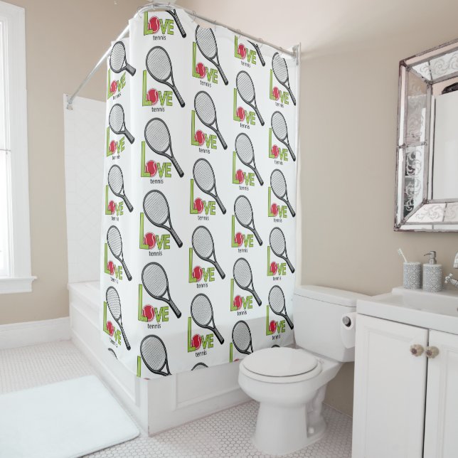 Love tennis shower curtain (In Situ)