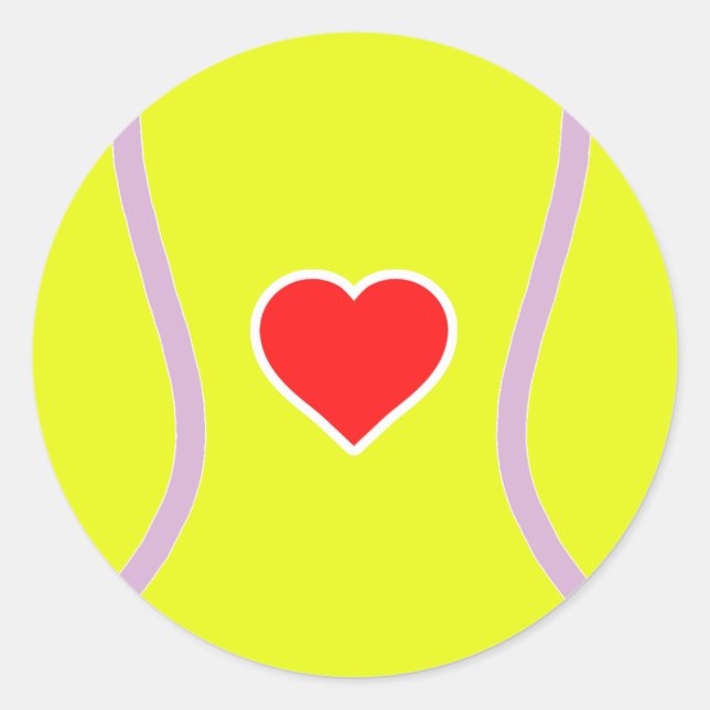 Love tennis - Sport ball with heart  Classic Round Sticker (Front)