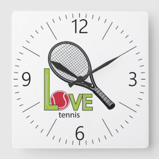 Love tennis square wall clock