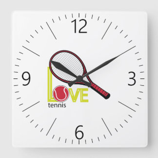 Love tennis square wall clock