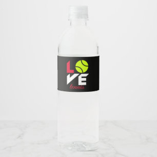 Love tennis water bottle label