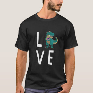 Love Text Boba Tea Cute Kawaii Rex Dinosaur T-Shirt