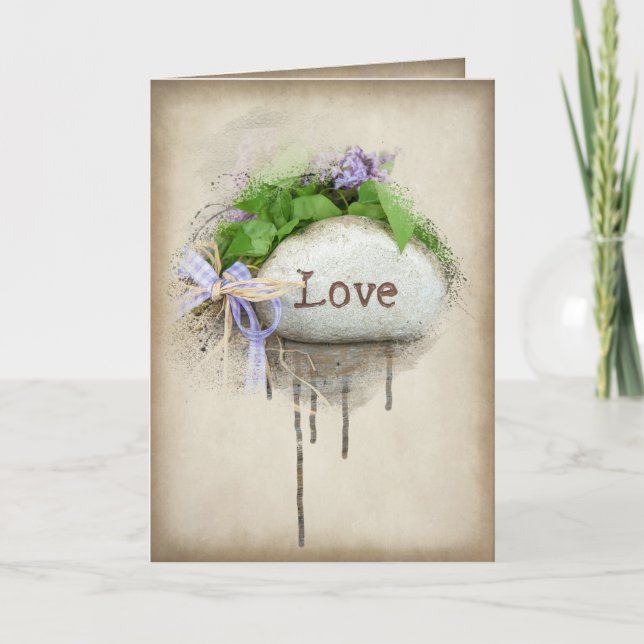 LOVE text carved in stone Card (Front)
