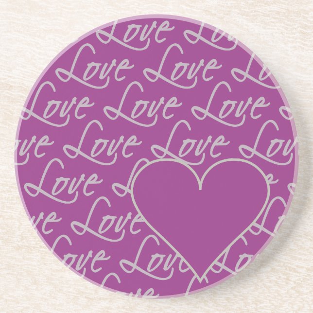 Love Text coaster, customise Coaster (Front)