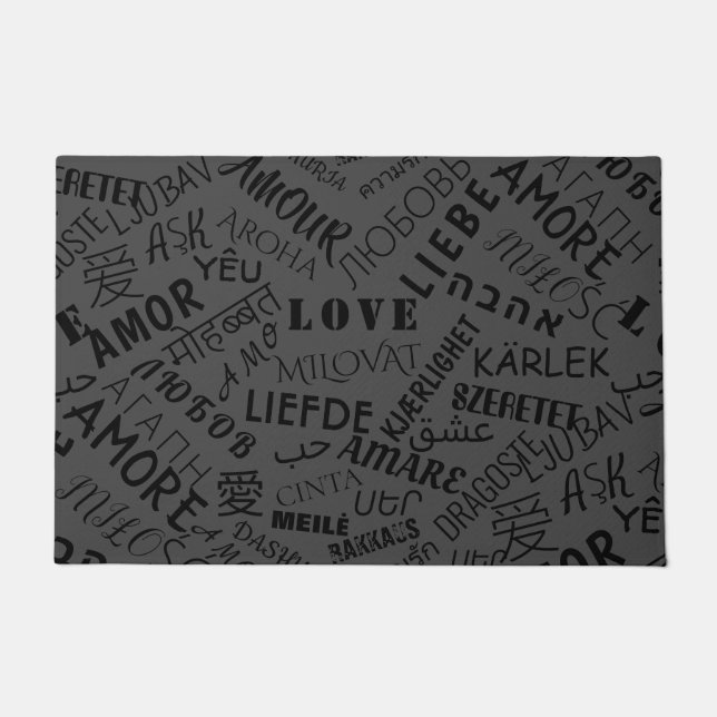 Love Text Doormat Multilingual - Choose Colours (Front)
