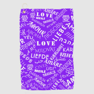 Love Text Golf Towel Purple or Choose Colours
