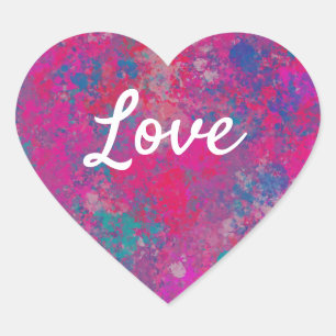 Love Text Heart Shape Cascade of Colour Sticker