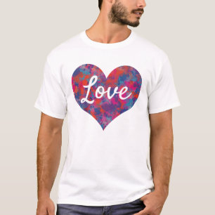 Love Text Heart Shape Colorful Drops Pattern T-Shirt