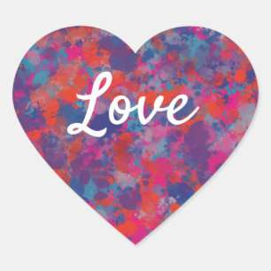 Love Text Heart Shape Colourful Drops Pattern Sticker