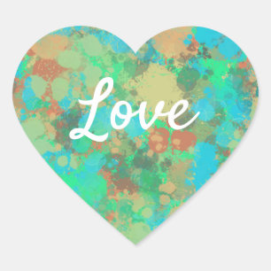 Love Text Heart Shape Green Drops 2 sided Cushion Sticker