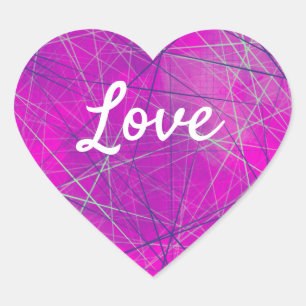 Love Text Heart Shape Networking in Pink Sticker