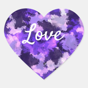 Love Text Heart Shape Purple Blue and Cool Heart Sticker
