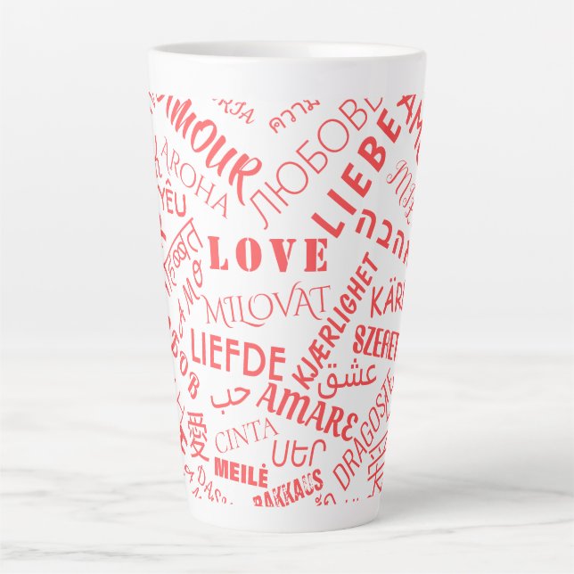 Love Text Latte Mug Multi Language Word (Front)