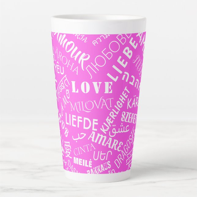 Love Text Latte Mug Pink or Choose Colour (Front)