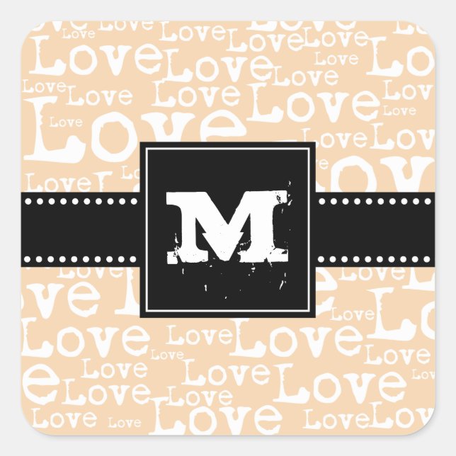 Love Text Monogram Stickers in Cream (Front)