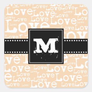Love Text Monogram Stickers in Cream