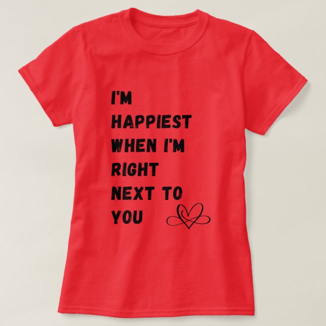 Love text on women's red Tshirt  (Design Front)