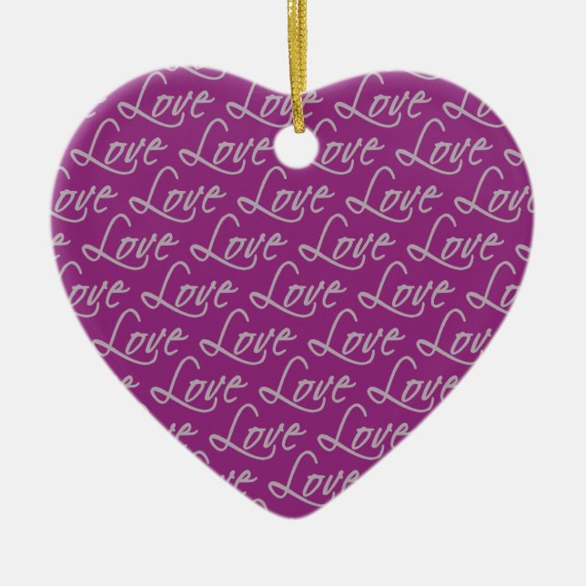Love Text ornament, customise Ceramic Tree Decoration (Front)