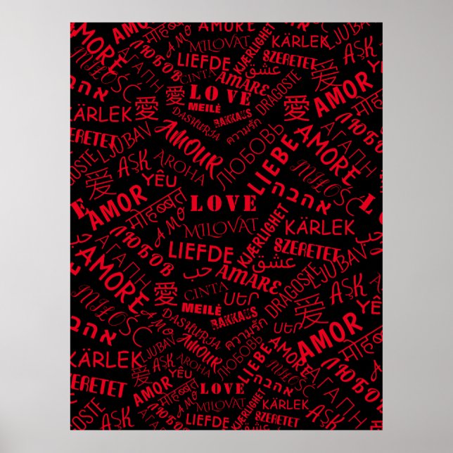 Love Text Poster Multi Language Word - Your Colors (Front)