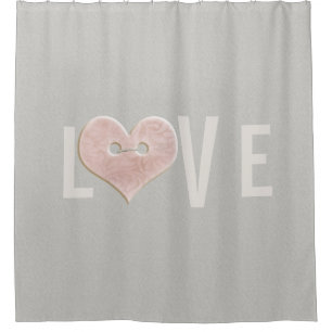 LOVE: Text with Pink Heart   Shower Curtain