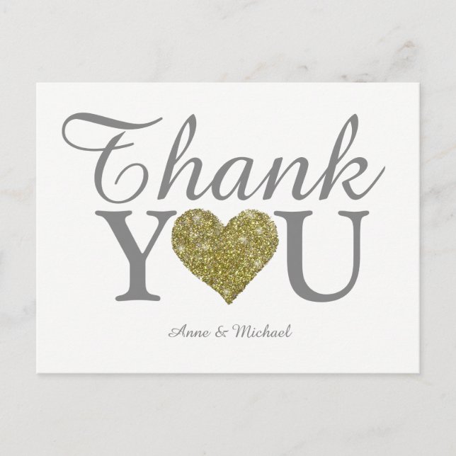love & thank you nice wedding postcard (Front)