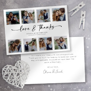 Love & Thanks 8 Square Photo Collage Wedding Thank You Card