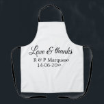 Love & thanks add couple name wedding add date yea apron<br><div class="desc">For lovers like us</div>