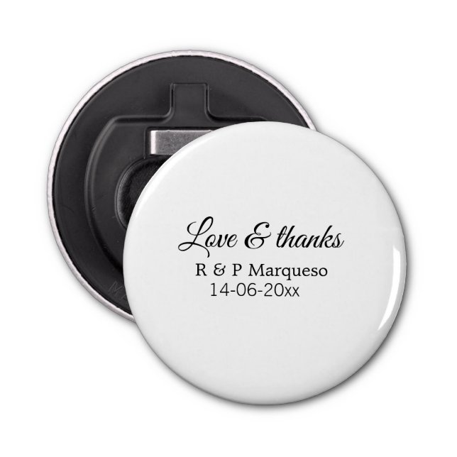 Love & thanks add couple name wedding add date yea bottle opener (Front)