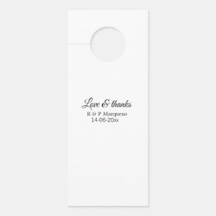 Love & thanks add couple name wedding add date yea door hanger
