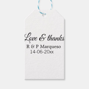 Love & thanks add couple name wedding add date yea gift tags