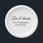 Love & thanks add couple name wedding add date yea paper plate<br><div class="desc">For lovers like us</div>