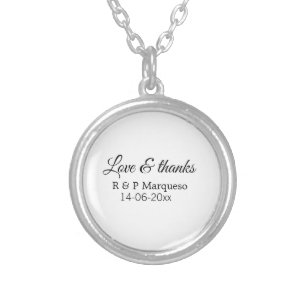 Love & thanks add couple name wedding add date yea silver plated necklace
