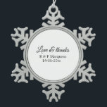 Love & thanks add couple name wedding add date yea snowflake pewter christmas ornament<br><div class="desc">For lovers like us</div>