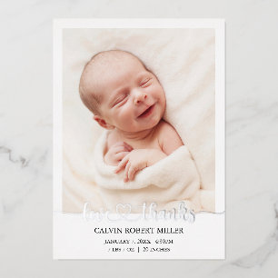 Love Thanks Baby Birth Announcement Photo Card