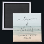 Love & Thanks Beach Front Vintage Hawaiian Wedding Magnet<br><div class="desc">Give your guests a souvenir to your wedding and express your heart felt gratitude with this elegant magnet in beach front background and a calligraphy lettering saying "love & thanks!". Personalize the name and the wedding date.</div>