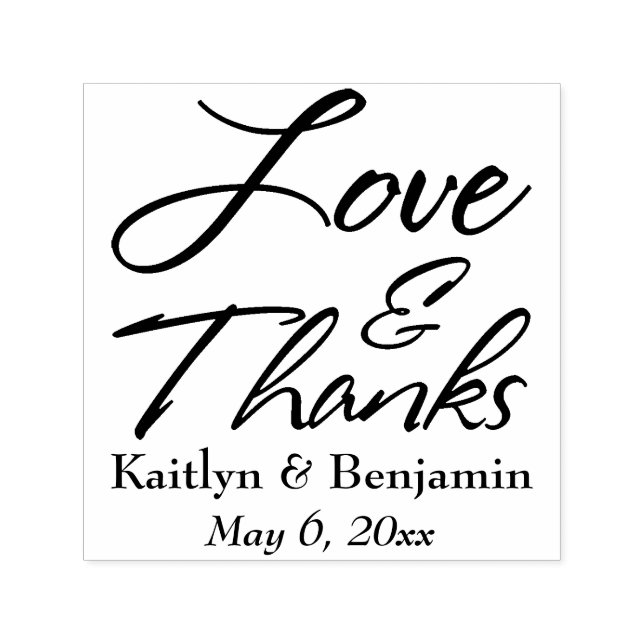 Love & Thanks Beautiful Script w/ Your Details Self-inking Stamp (Design)