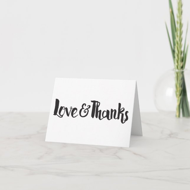Love & Thanks Black Fat Thick Script Thank You Card (Front)