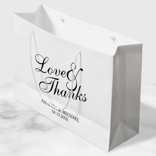 'Love & Thanks' Black & White Wedding Favour Large Gift Bag