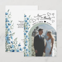 Love Thanks Blue Wildflowers Photo QR Code Wedding