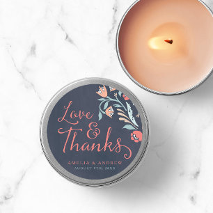 Love & Thanks Bluish Chalkboard Floral Wedding Classic Round Sticker