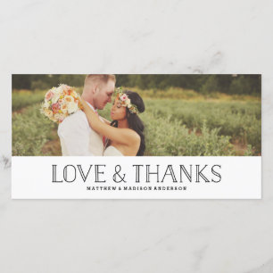 Love & Thanks Boho   Wedding Thank You Photo Card