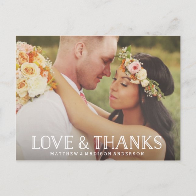 Love & Thanks Boho | Wedding Thank You Postcard (Front)