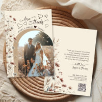 Love Thanks Boho Wildflowers Photo QR Code Wedding