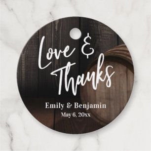 Love & Thanks Casual Typography w/ Wooden Barrel Favour Tags